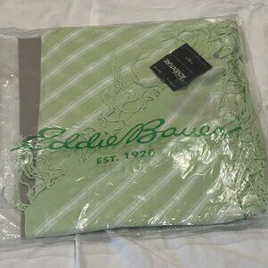 NWT Eddie Bauer Light Lime Green Striped Fringed Scarf